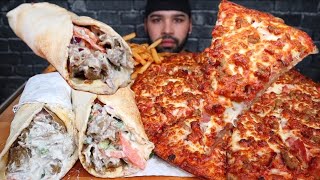 ASMR NO TALKING MEATSA PIZZA JUMBO DONAIRS AND FRIES MUKBANG [upl. by Nennerb]