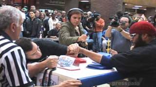 Arm Wrestling at the NYC Port Authority [upl. by Ettelorahc]