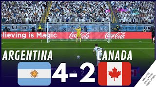 ARGENTINA 42 CANADA ⚽ PENALTY SHOOTOUT 🏆 COPA AMERICA 2024 Video game simulation [upl. by Ellerey804]