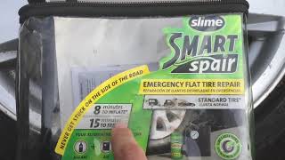 UNBOXING AND REVIEW OF THE SLIME EMERGENCY FLAT TIRE REPAIR KIT [upl. by Parhe249]