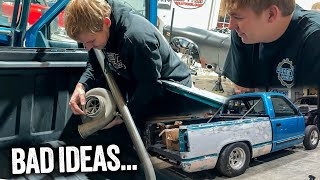 OBS Chevy gets an 850 Cage and Turbos in the Bed [upl. by Eyssej]