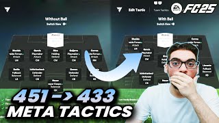 INSANE 451 TO 433 BEST META FORMATION AND CUSTOM TACTICS IN FC 25 ULTIMATE TEAM [upl. by Meehar]