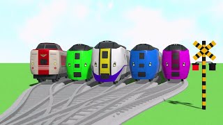 【踏切アニメ】いろんな電車【カンカン】 Railroad Crossing Animation [upl. by Ymmat]