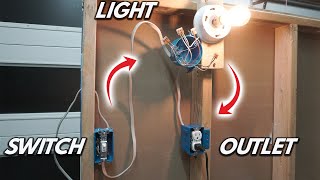 How To Wire A Single Pole Switch To A Light Fixture With An Outlet On The Same Circuit DIY Tutorial [upl. by Daitzman]