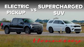 H1000 Durango Hellcat vs Ford Lightning  Drag Race  EV vs ICE [upl. by Toll]