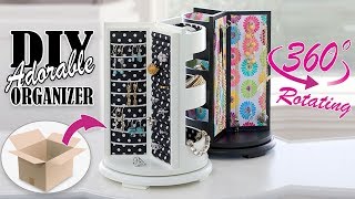 DIY ROTATING JEWELLERY ORGANIZER ADORABLE IDEA  Cute Organizer Tutorial [upl. by Squire]