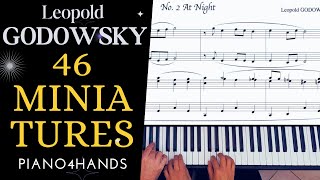 L GODOWSKY  2 quotAt Nightquot from 46 Miniatures for Piano 4 hands [upl. by Matlick]