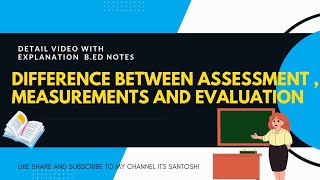 Difference between MEASUREMENT ASSESSMENT AND EVALUATION  ASSESSMENT OF LEARNINGBED NOTES BBMKU [upl. by Agee536]