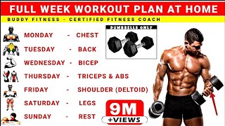 Full Week Workout Plan At Home With Dumbbells  No Gym Full Body Workout [upl. by Christy]