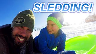 Father and Son Sledding in Chestnut Ridge park Buffalo NY Sledding in Buffalo NY [upl. by Pontone]