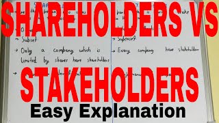 Shareholders vs StakeholdersDifference between shareholder and stakeholderShareholders stakeholder [upl. by Aneeled373]