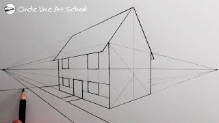 How to Draw a House using Two Point Perspective for Beginners [upl. by Henriette646]