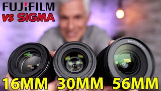 New Fuji lenses Sigma 16mm 30mm amp 56mm vs Fujifilm amp Viltrox [upl. by Ashlan]