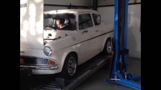 Ford anglia 105e Zetec rolling road power test r1 carbs megajolt [upl. by Llenyaj992]