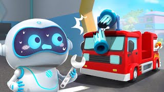 Super Robot Repairs Fire Truck  Monster Truck  Kids Song  BabyBus  Cars World [upl. by Albrecht]