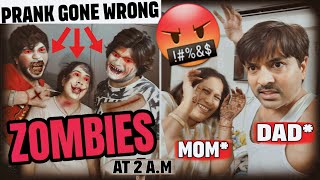 ZOMBIE Prank On My Angry Parents 🤬  Gone Wrong ❌️  Skater Rahul Pranks [upl. by Adnilreh]