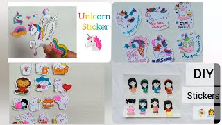 How to make your own Sticker at home 4 Type of sticker  DIY easiest sticker  Unicorn Sticker [upl. by Seftton]