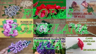 9 Ramitos de flores hechos con porcelana fria SIN MOLDES paso a paso detallado [upl. by Atsyrt]