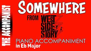 SOMEWHERE from WEST SIDE STORY Piano Accompaniment Karaoke Lyrics Onscreen [upl. by Ticon]