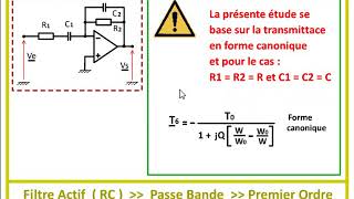 Filtre Actif RC passe BANDE premier ordre [upl. by Lawson741]