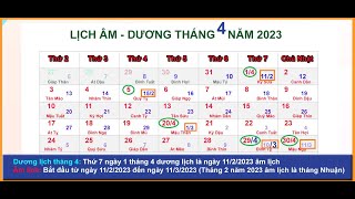 Lịch âm dương tháng 4 năm 2023  Lịch vạn niên và những ngày lễ tháng 42023 [upl. by Ahtiek]