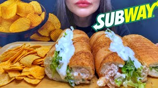 ASMR SUBWAY MUKBANG No Talking FOOTLONG SANDWICH  CRUNCHY CHIPS [upl. by Lleznod372]