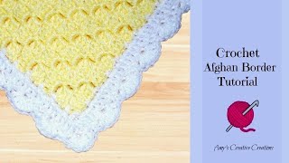 How to Crochet Afghan Shell Border Edging Tutorial  DIY Afghan Shell Border Easy [upl. by Ahsaet]