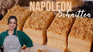 NapoleonSchnitten 🍯 Honigtorte Medovik  Marlenka [upl. by Ahsyat]