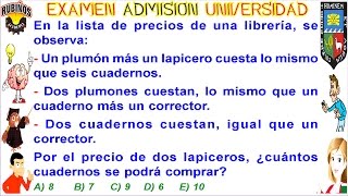 EXAMEN AGRARIA RAZONAMIENTO MATEMÁTICO RESUELTA SOLUCIONARIO DEL EXAMEN ADMISIÓN UNIVERSIDAD MOLINA [upl. by Isidora]