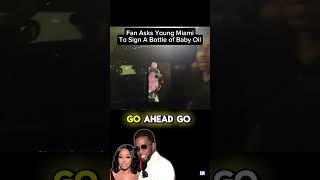 Fan Asks Young Miami to Sign a Bottle of Baby Oil 😂🧴💀diddy yungmiami funny [upl. by Willem]