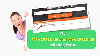 How to Fix MSVCP110 dll and MSVCR110 dll Missing Error for 32 and 64 bit machines [upl. by Noitsirhc]