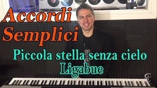 1 PICCOLA STELLA SENZA CIELO Ligabue  Tutorial Pianoforte  Accordi facili da imparare [upl. by Neenaj]