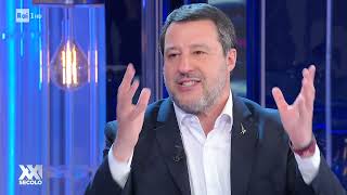 MATTEO SALVINI A XXI SECOLO RAI 1 25032024 [upl. by Elyrad59]