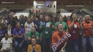 Chesapeake teachers cheer on Grassfield High grad Grant Holloway at the 2024 Summer Olympics [upl. by Sayers]