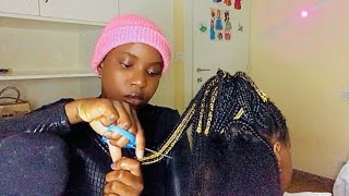 ASMR TALKING OUT OLD BRAIDSBRUSHING HER NATURAL HAIR [upl. by Lars883]