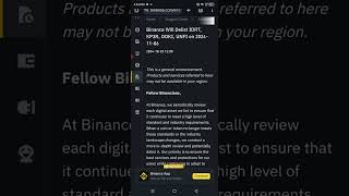 Binance Delisting [upl. by Nashom]