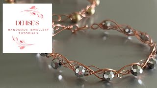 WIREWRAPCROCHET BRACELET WITH COPPER WIRE amp BEADS TUTORIAL  DIY JEWELLERY [upl. by Neb]