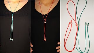 ⭐Colar de miçangas estilo gravatinha  Tutorial de colar de miçangas com fecho regulável super fácil [upl. by Millar]