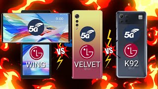 LG WING 5G VS LG VELVET 5G VS LG K92 5G DETAILS COMPARISON [upl. by Mushro]