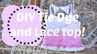 DIY Tie Dye Shirt  Lace Trim Shirt [upl. by Juley]