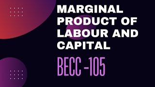 Marginal Product Of Labour And Capital BECC 105 Intermediate Microeconomics 1 BAECH IGNOU [upl. by Herson766]