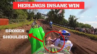 Herlings CRAZY WIN with BROKEN SHOULDER 🤯🚀 [upl. by Noelle]