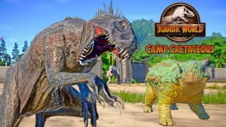 Scorpius Rex vs BUMPY TORO IREX TREX Ceratosaurus Camp Cretaceous 🌍 JURASSIC WORLD EVOLUTION [upl. by Imoyn]