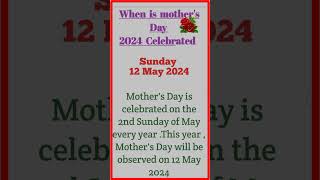 Mothers Day 2024 Date Mothers Day Kab Hai mothersday2024mothersdaysong [upl. by Nnylyak955]