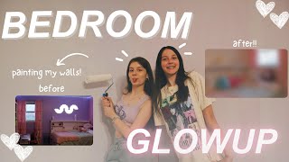 BEDROOM MAKEOVER🧸 painting my walls rearranging furniture organizing ⭐ [upl. by Amata]