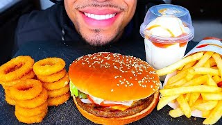 ASMR Eating Burger King Jerry Impossible Whopper Cheese Crispy Onion Rings Fries Ice Cream Mukbang [upl. by Gabrielson]