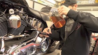 Delboys Garage Harley Softail Service 2 Primary Oil Change [upl. by Honorine338]