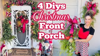 🎄4 DIY CHRISTMAS FRONT PORCH  WREATH  BOW🎄quotI Love Christmas episode 20 Olivias Romantic Home [upl. by Ocsic]