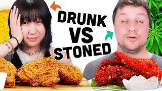 Fried Chicken Challenge  Drunk Vs Stoned [upl. by Lennie]