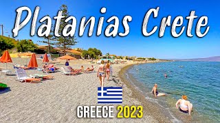 Platanias Crete Chania walking tour 4k Kreta Greece 2023 [upl. by Duquette]